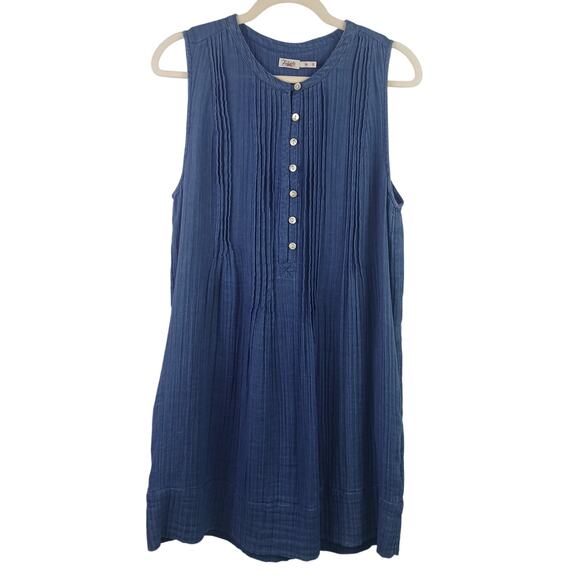 Faherty Women's SZ M 100% Organic Cotton Isha Linen Mini Dress In Indigo Pockets - Picture 4 of 8